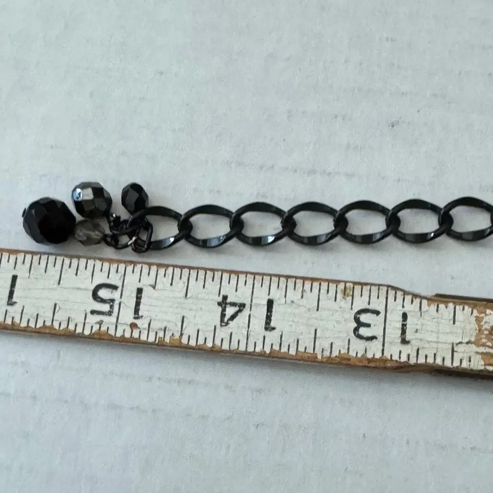 Vintage Black Jet Crystal Choker Necklace Clip Earrings Set Red Rhinestones